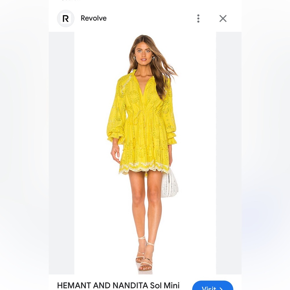HEMANT AND NANDITA Sol Mini
Dress in Yellow XS